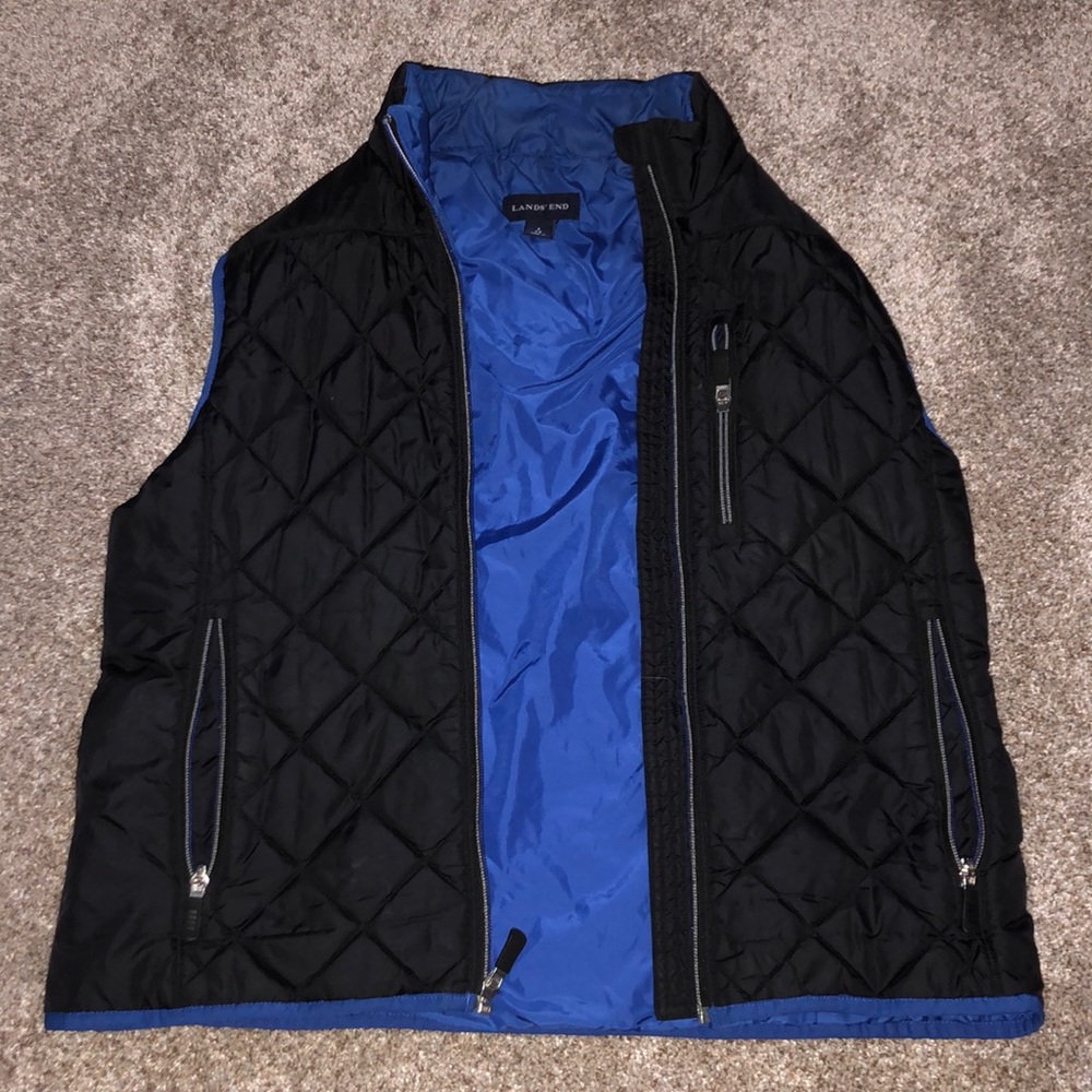 Black and blue Lands End vest